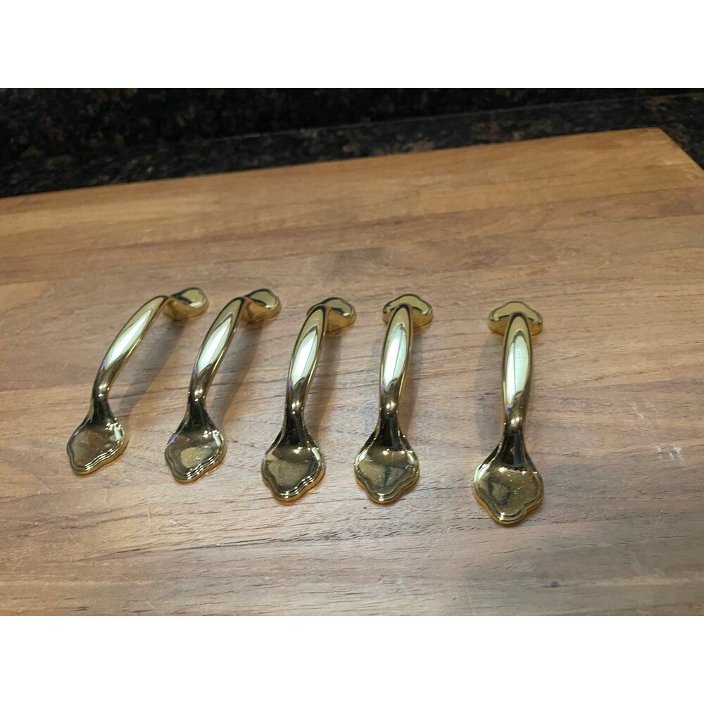 5 Brass Plated Half Round Foot Cabinet Pull Handle